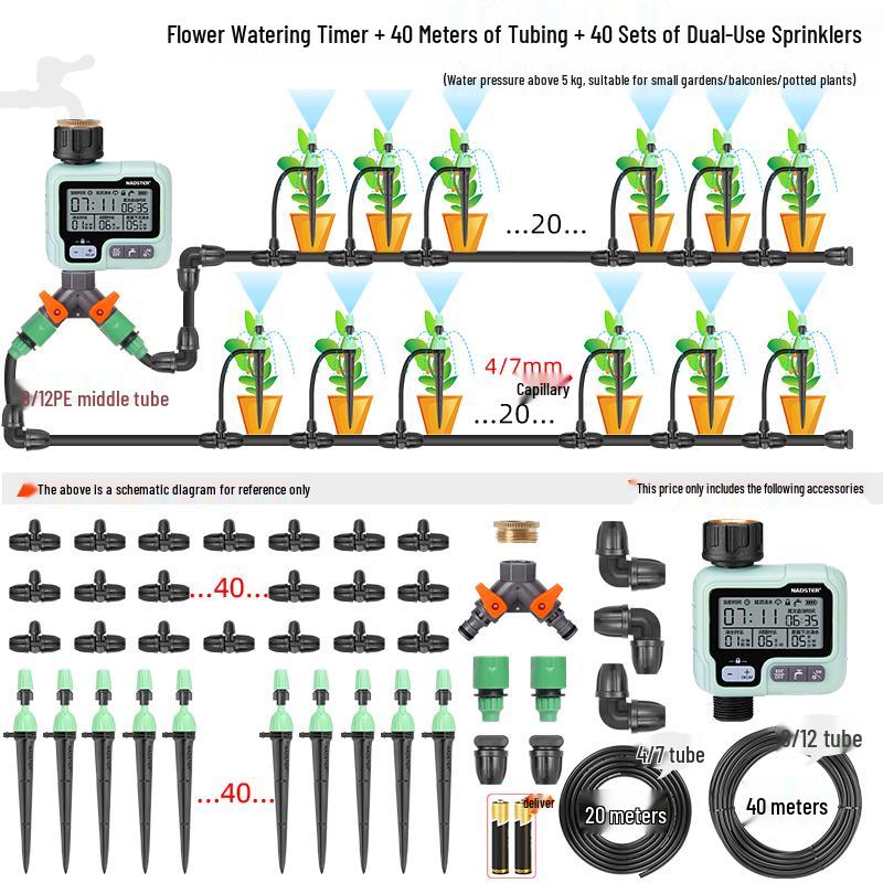 Smart Garden Sprinkler: Timed Irrigation System with Large Screen Controller for Automatic Flower Watering