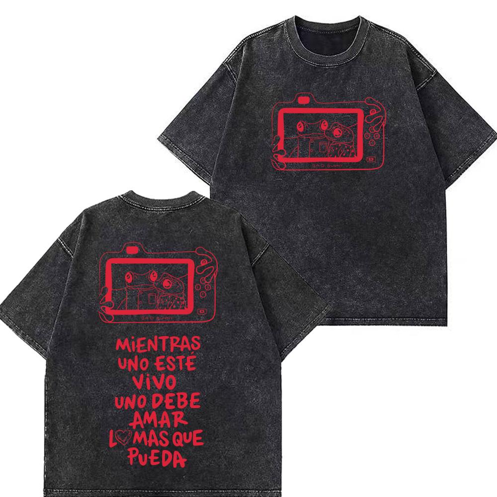 Rapper Bad Bunny Tour  Debi Tirar Mas Fotos DTMF Merch Tshirt Unisex Fashion  Summer ONeck Tee Hip Hop Vintage Washed Tshirts