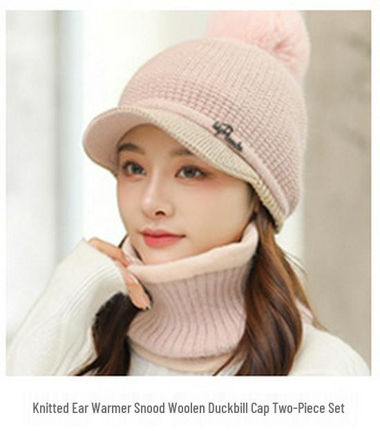 Căciulă tricotată de toamnă și iarnă pentru femei din păr de iepure cu floare la modă