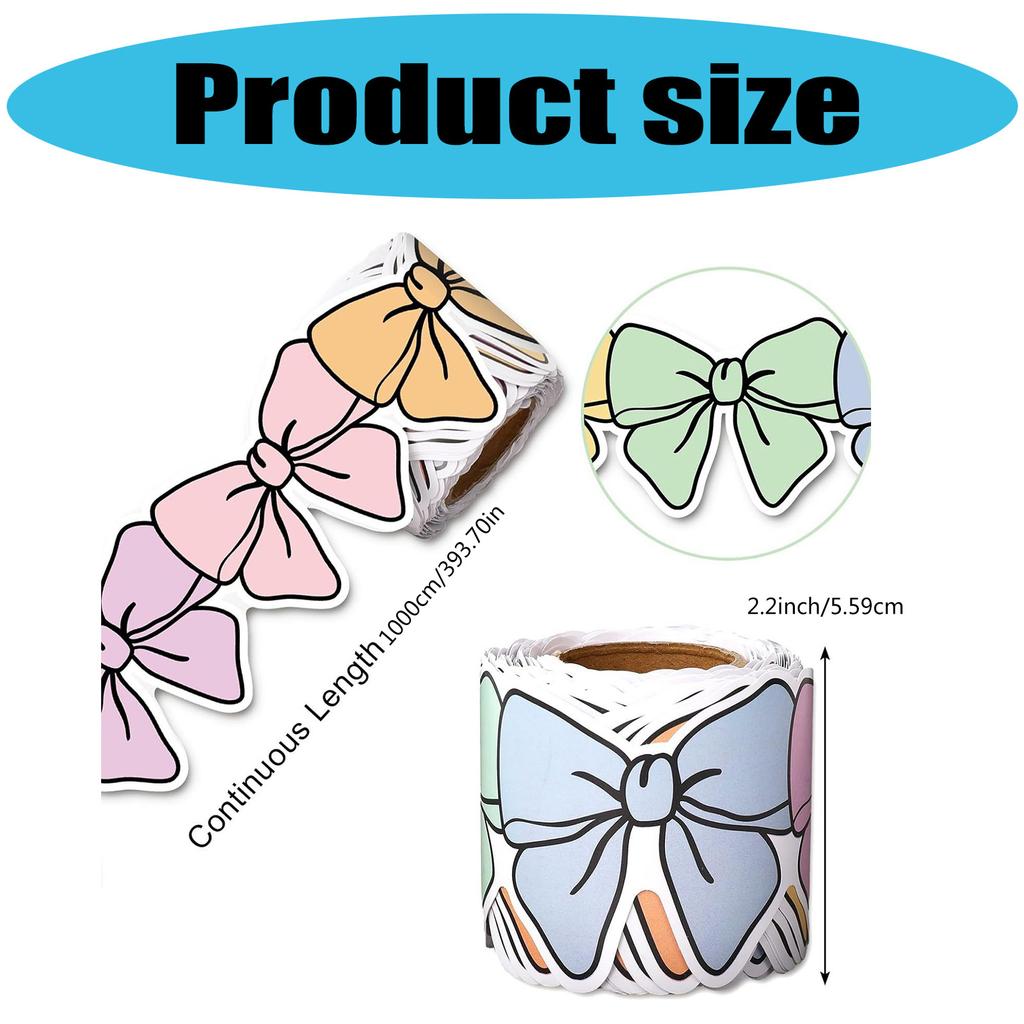 10m Colorful Bows Bulletin Board Border Decorative Classroom Border Adhesive Bulletin Board Trim Sticker for School
