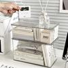 Multi Tier Clear Storage Box With Lid Stackable Desktop Organizer For Office Documents Books And Small Household Items