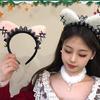 Lace Bowknot Cats Ear Hairhoop for Cats Women Roleplay Anime Maid Headband Party Costume Accessories Christmas Hairband