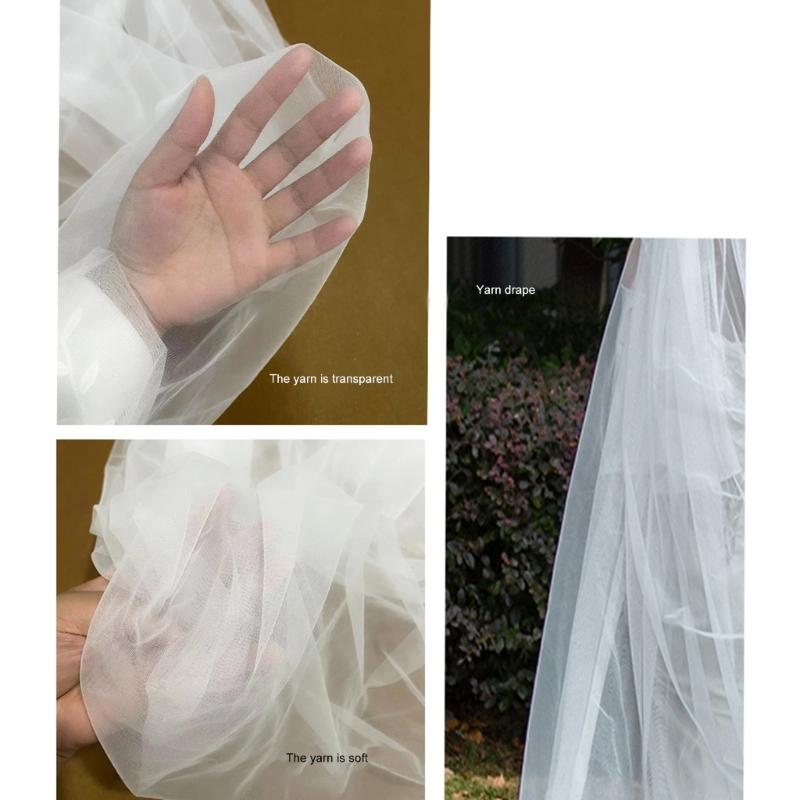 Kathedralenlänge Hochzeitschleier mit künstlichen Perlen Verzierungen Weicher Tüll Brautschleier mit Haarkamm Für Braut 150/200cm