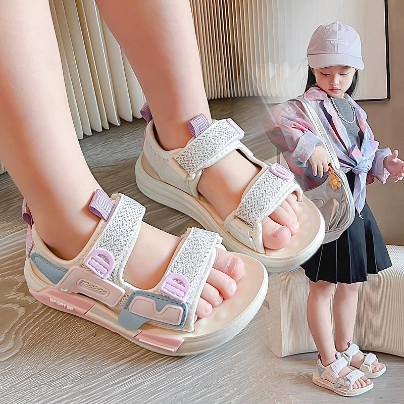 Children' Beach Sandals Girls Boys Sports Sandals Fashion Open Toes Fashion 2024 Classic Soft Anti-skid Rubber Water Shoes 26-37