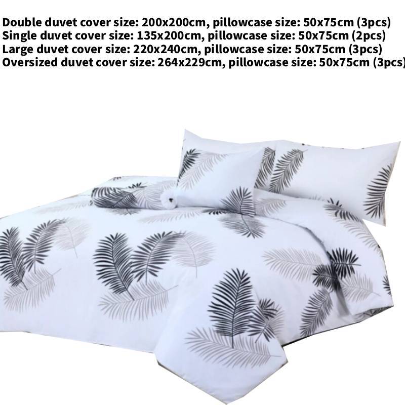 

Leaf Print Design Duvet Cover Pillowcase Bedding 3 Piece Set Daily Use Bedroom 135x200cm
