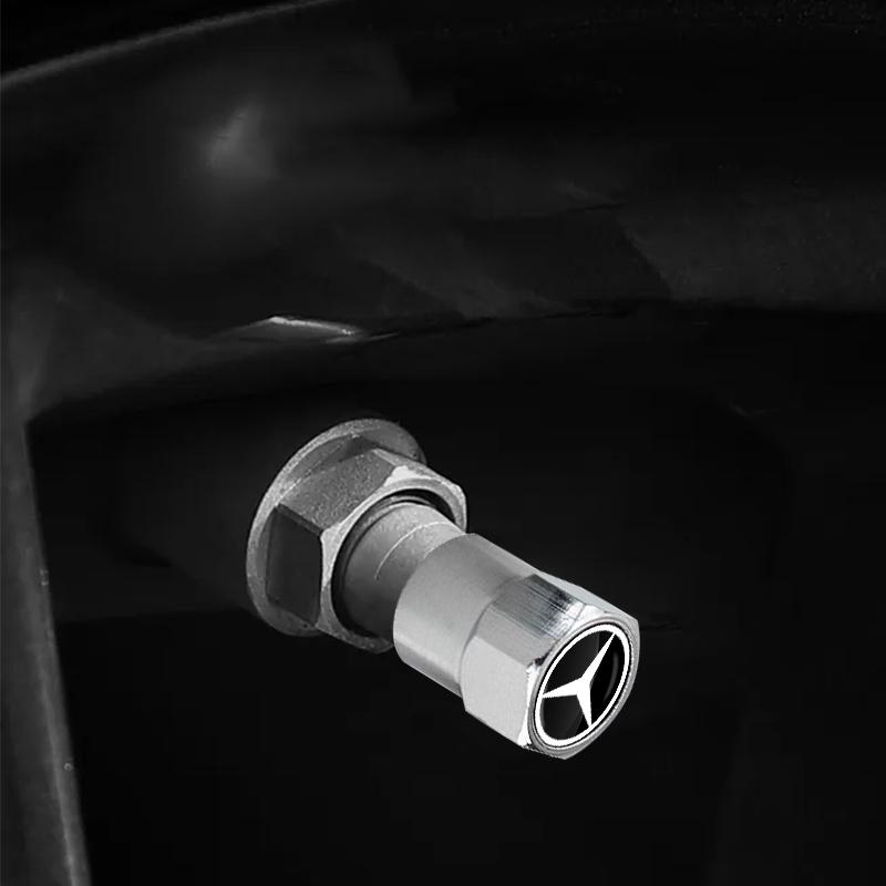 4 stk Bilhjul Dekk Bolt-in Ventilkapsler Merke Bil Tilbehør For Mercedes Benz W205 W177 W212 W213 W221 W220 W176 ML G63 E63 GT AMG