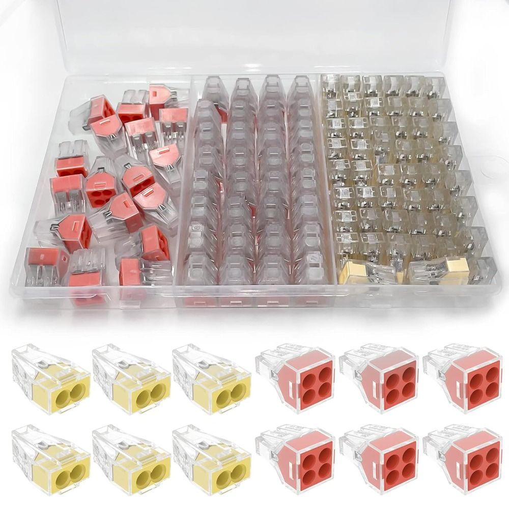 

100 шт., 2/4-портовые гайки для электрических проводов, 20-12AWG, комбинированный ассортимент одножильных, многожильных проводов