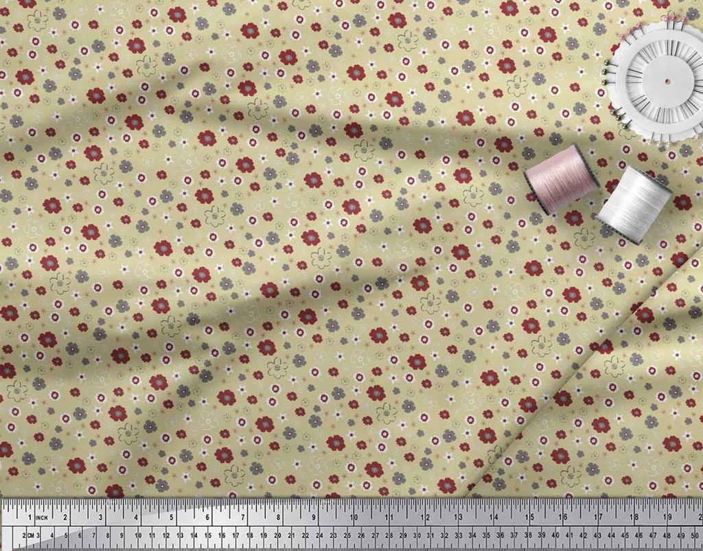 Soimoi Purple Japan Crepe Satin Fabric Flower Artistic Decor Fabric Printed Metre 42 Inch