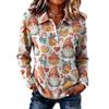 Women's Fashion Casual Button Front Long Sleeve Christmas Top with Collar