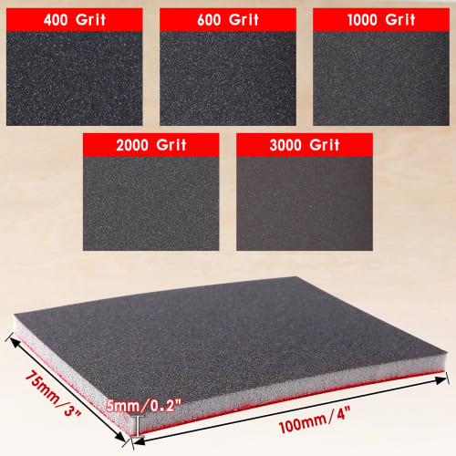 LEONTOOL 20-Piece Sanding Sponge Set, Ultra-Fine Sponge Pads for Sanding, Sandpaper, 400, 600, 1000, 2000, and 3000 Grit, 75 X 100mm, Polishing Tool,