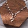 Stainless Steel Necklaces Trendy Fine Delicate Sun Totem Fashion Mix Match Zircon Chains Pendants Necklace For Women Zircon Gift