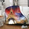 Eiffel Tower Retro Style Flannel Plush Throw Blanket Creative Soft Warm Lightweight Home Sofa Bed Decor Office Travel Gifts
