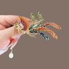 Chinese Style Phoenix Enamel Brooches Vintage Gradient Tassel Phoenix Corsage Versatile Shiny Pins Clothing Accessories Gifts