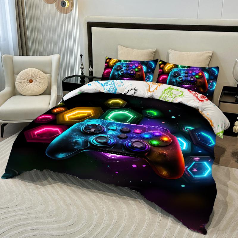 3dílný povlak na herní konzoli Space Fragment 1 povlak na přikrývku 2 povlaky na polštáře 100% polyester šetrný k pokožce Pohodlné ložní prádlo Bez výplně