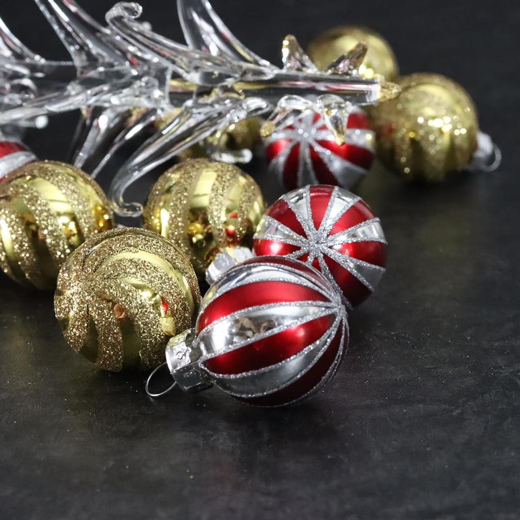 Fourcart Cute Glass Christmas Tree Ornament Set, Striped Tree