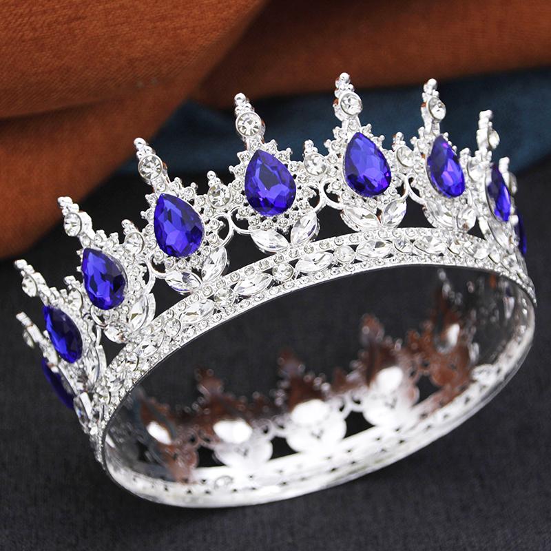 Baroque Queen King Tiaras and Crowns for Women Wedding Party Full Round Diadem Bridal Crown Hair Jewelry Birthday Gifts