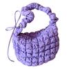 Gorcre Quilted Tote Bag with Adjustable Shoulder Strap, Popcorn Waffle Design, Perfect for Commuting, School, or Casual Use (Purple)