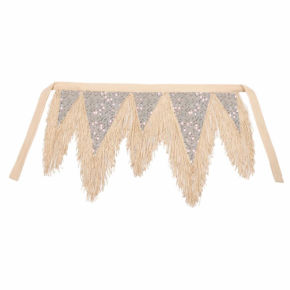 

Sequins Belly Dance Hip Scarf Adjustable Waist Chain Fashion Triangular Hip Scarf Women бежевий
