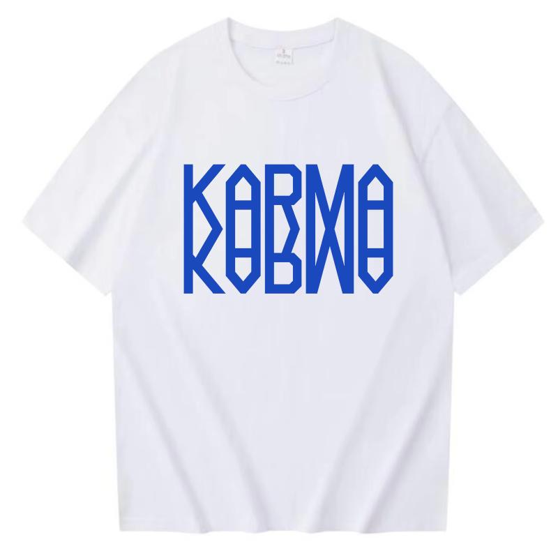 Vintage KPOP The 4th Album KARMA T-Shirt Men Women's Round Neck Cotton T Shirts SK Short Sleeve Tee Shirt Unique Clothes Tops
