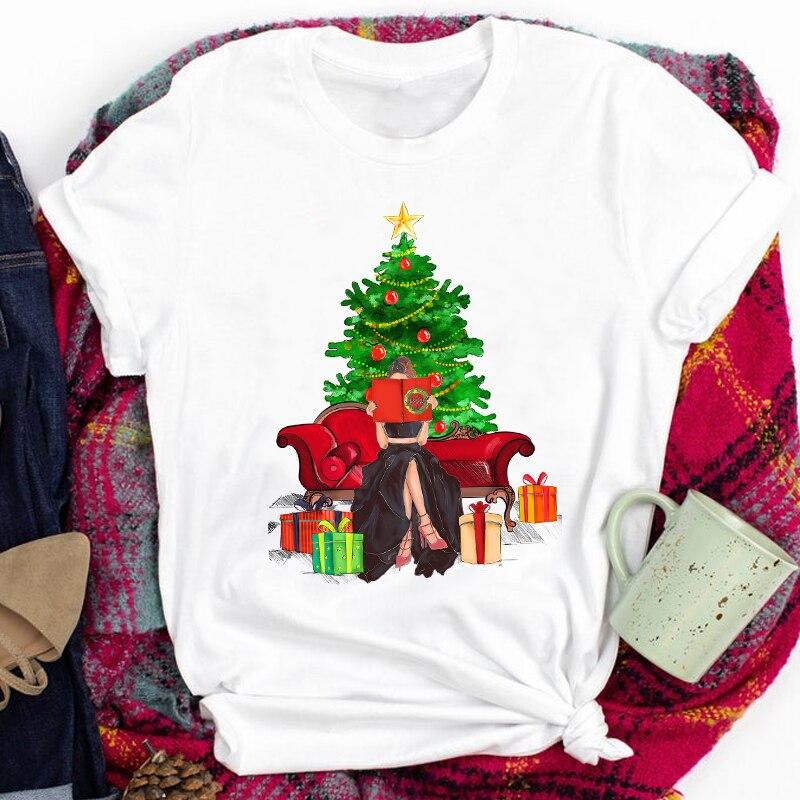 Christmas Print T Shirt Women 