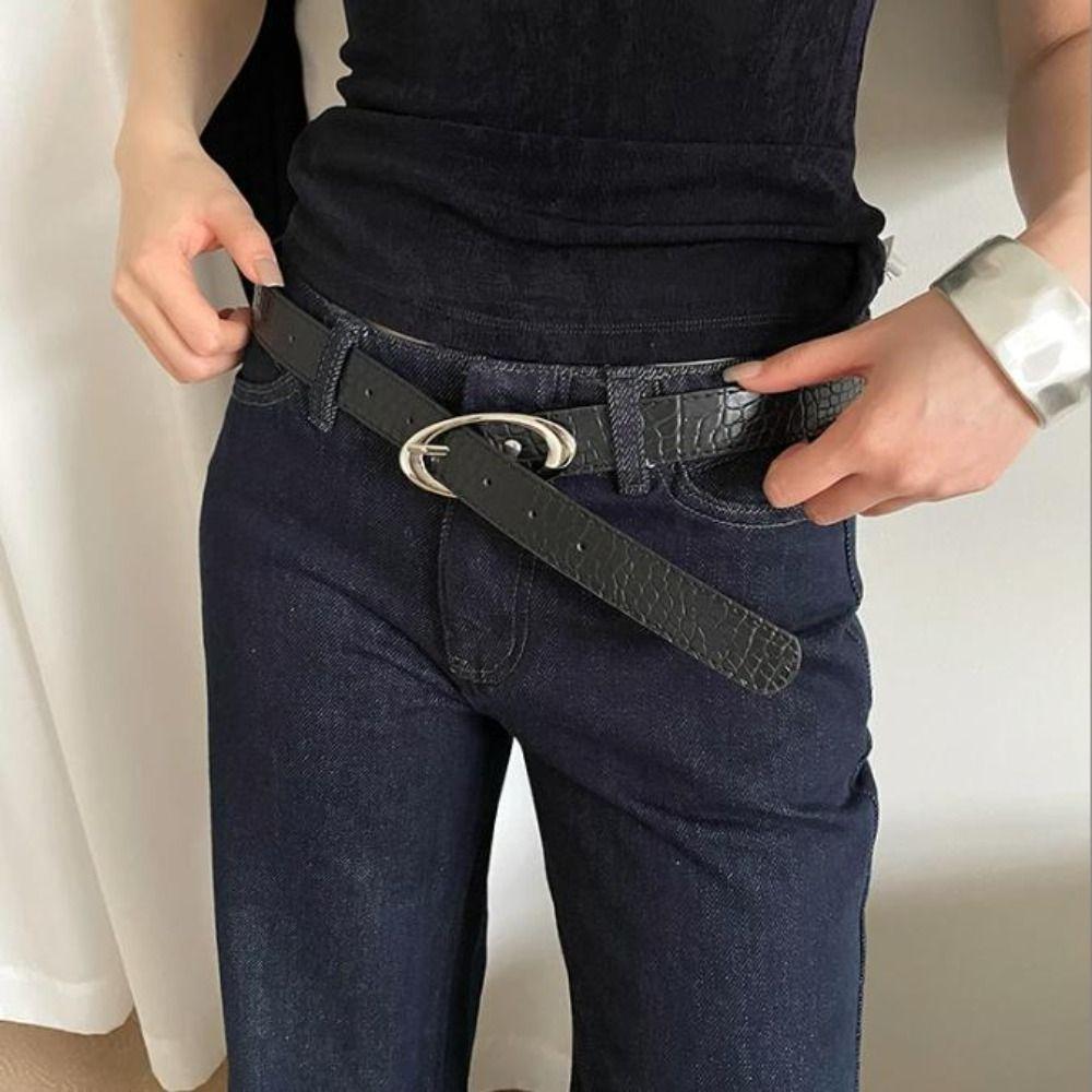 Designer Lychee Pattern Waist Belt PU Leather Dress Jeans Belt Korean Women's Belt  Spicy Girls