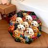 1 PC Automatic Folding Umbrella - Puppies In Flowers Pattern, Portable & Foldable Design with 8 Ribs, Christmas Birthday Gifts