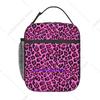 Leopard Fur Skin Texture Hot Pink Insulated Lunch Bags for Women Resuable Thermal Cooler Bento Box Kids School Children