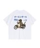 OUNDERR Riding Bike Cat Oversized Short Sleeve T-Shirt (White)