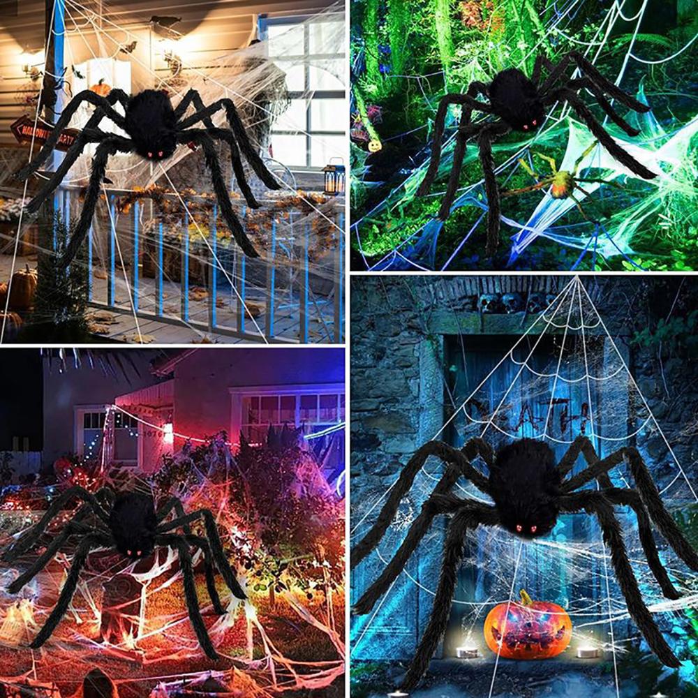 Halloween Triangle Spider Web,5m Large Plush Simulation Spider Web,Haunted Home Outdoor Yard Decoration Props