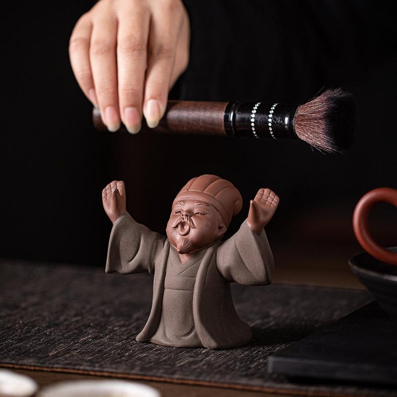 Chinese Purple Clay Tea Pet Creative Handmade Sculpture Crafts Figure Statue Ornaments Home Tea Set Decor Accessories Teaware