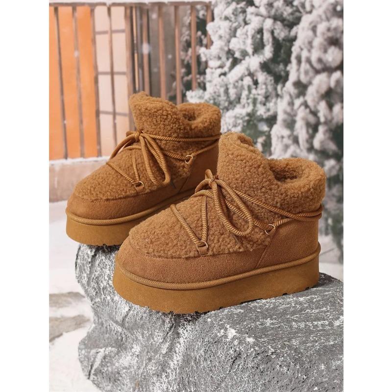 Autumn and Winter New Thick-soled Booties Faux Shearling Warm  Snow Boots Thickened Ankle Boots Over-the-knee Warm Women's Boots