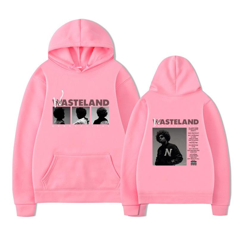 Unisex Schwarzer Hoodie Doppelseitiger Albumcover Grafikdruck Pullover Sweatshirt Streetwear