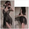 Large Size Women’s Sweet Sleep Dress with Thong Sexy Sheer Mesh Lingerie Nightdress with Butterfly Design