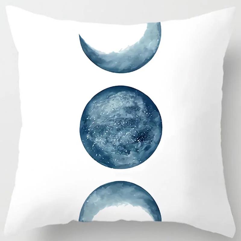 Heimdeko Blauer Stil Bedruckter Quadratischer Polyester Kissenbezug Für Schlafzimmer Wohnzimmer Auto Sofa Kissenbezug 45X45CM