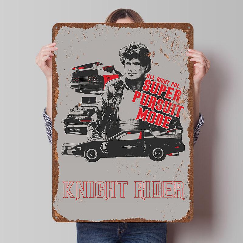 Knight Rider Print Tinplate Posters Customizable Wall Art Retro Vintage Metal Tin Signs for Desk Decor Home Decorations House