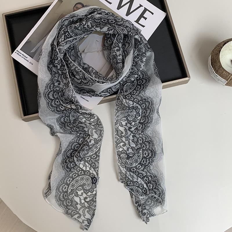 New silk scarf premium printing loose multi-purpose simple polka dot headband leopard print sweet cool streamer