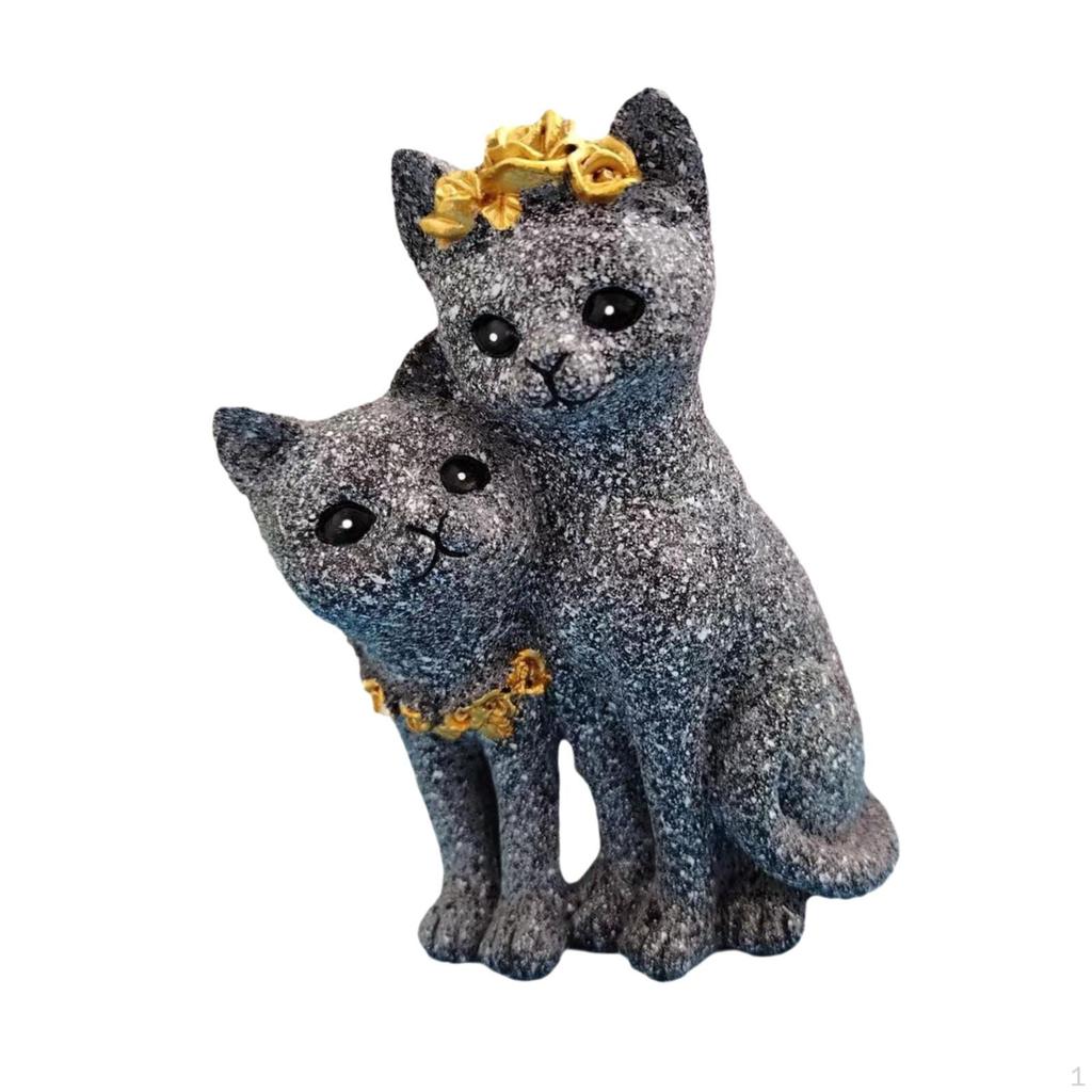Garten Paar Katze Statue Dekoration Kunst Dekor Niedliches Ornament Tierskulptur Harz