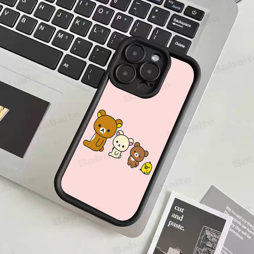 Cartoon Rilakkuma Bear Phone Case For iPhone 17 16 15 14 13 12 11 Air Plus Pro Max Soft Back Cover