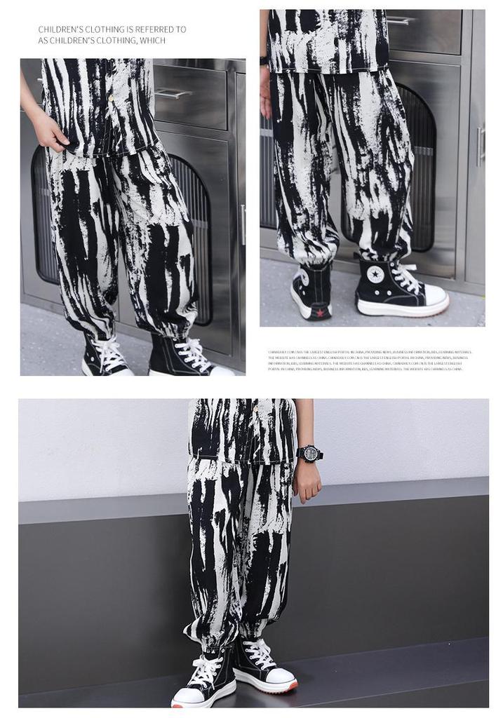 Kids' Lightweight Summer Joggers with Elastic Cuffs - Unisex Loose-Fit Casual Pajamas