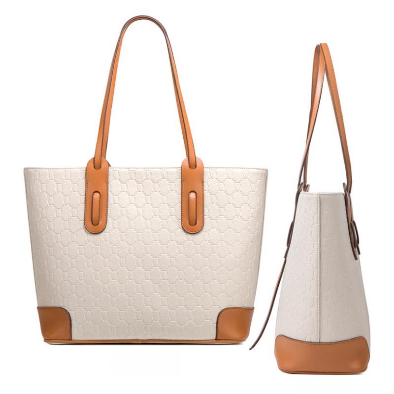 New Embossed Large Tote Bag High Quality PU Ladies Handbag Trendy Single Shoulder Oblique Span Bag Large Capacity Women's 4 Pcs Set Mother-child Bag