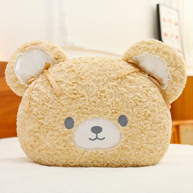 Cuter Bear Plush Pillow With Pp Cotton And Bows Decor For Kids And Teens