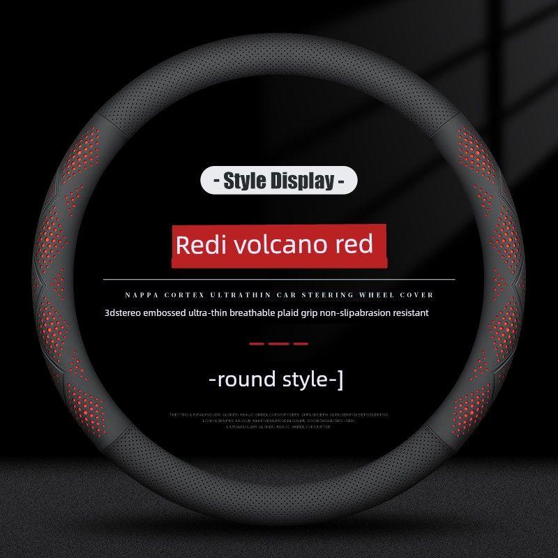 Steering Wheel Cover, Non-Slip, Sweat-Absorbent, Ultra-Thin, Round D-Shaped, Breathable, Universal for All Seasons, Genuine Leather, for Men and Women