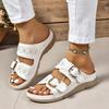 Fashion Fashion Summer Women Slipper Closed Toe Summer Shoes Comfort Double Buckle Wedge Ladies Sandals Platform Casual Slippers