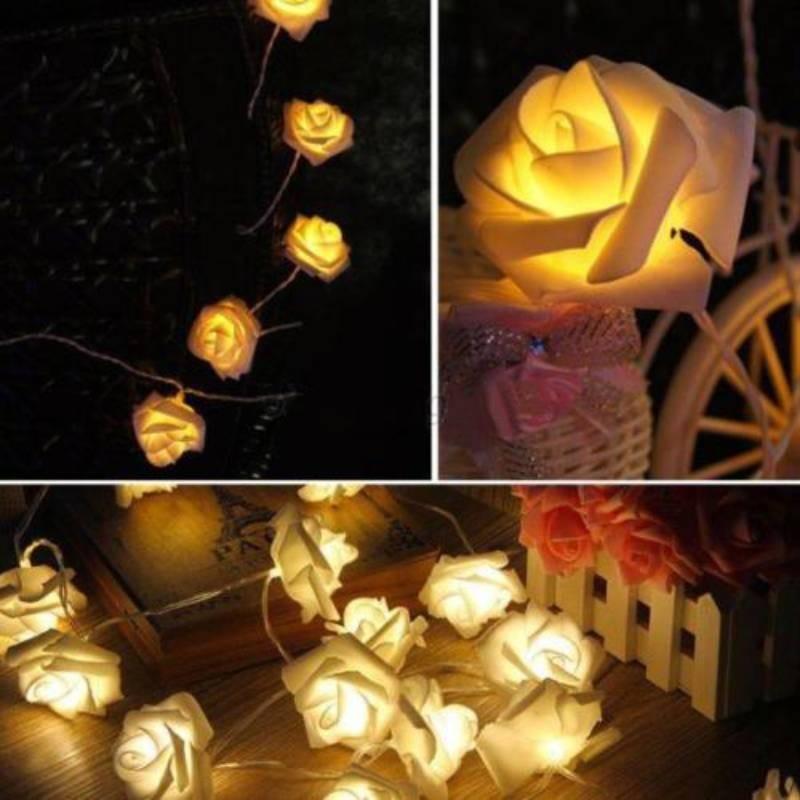 Romantische LED Rosen Lichterkette Warmweiß Batteriebetrieben Deko für Hochzeiten und Heiratsanträge