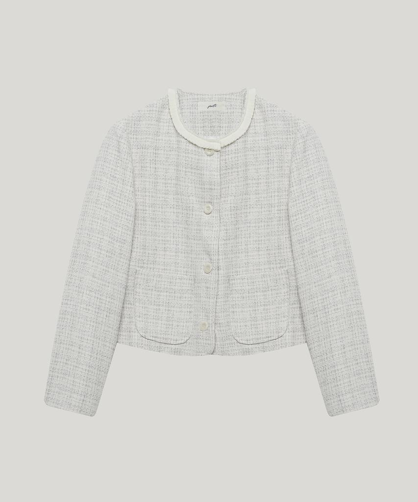 Poetseoul Lace Tweed Jacket_Ivory/Gray
