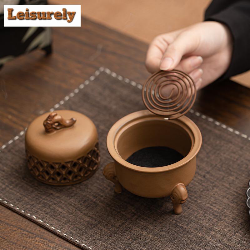 Hollow Antique Zen Three Legged Incense Holder Zen Garden Incense Burners Consecrate Smell Distributor Censer Home Decoration