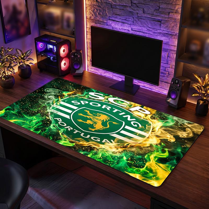 Sporting CP FC Theme Pattern Mouse Pad, Soccer Logo Design XXL Gaming Desk Mat Non-Slip Computer Mouse Pad