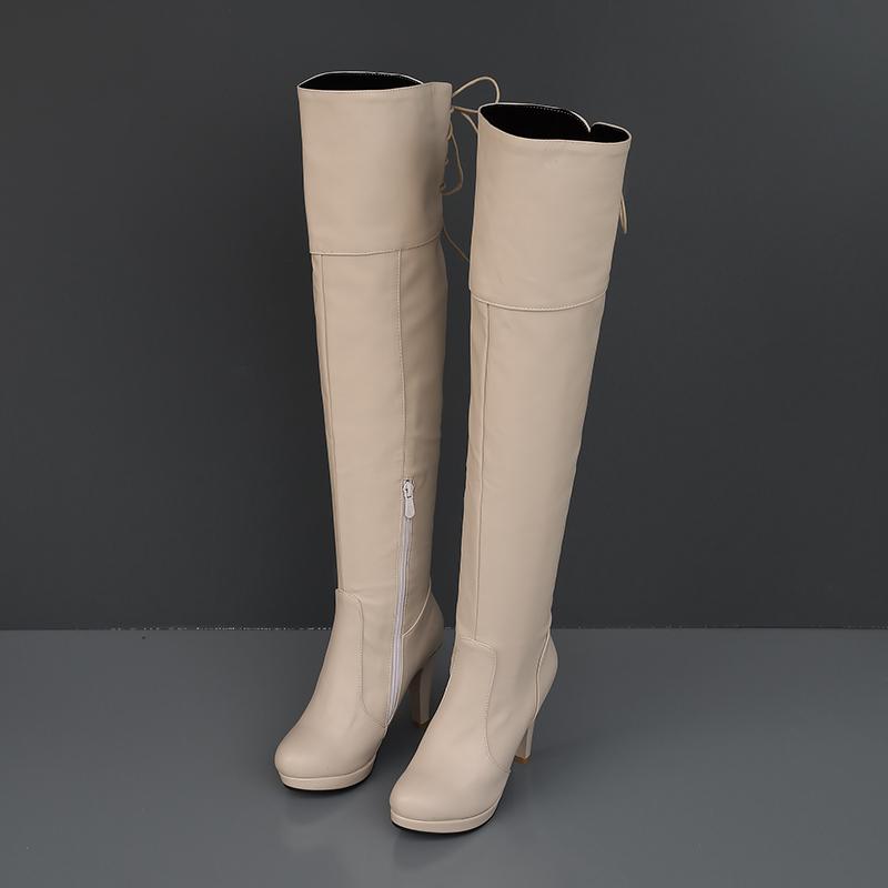 Women's high-heeled boots, sexy European and American style autumn and winter new waterproof table, fine-heeled large-size knee boots