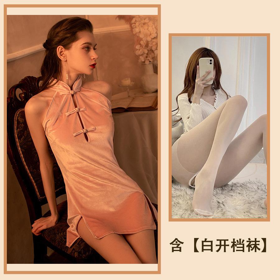 Sexy Lingerie Sexy Cheongsam Split Verleiding Heet Nieuw Retro Uniform Cosplay Nachtjapon Set One size
