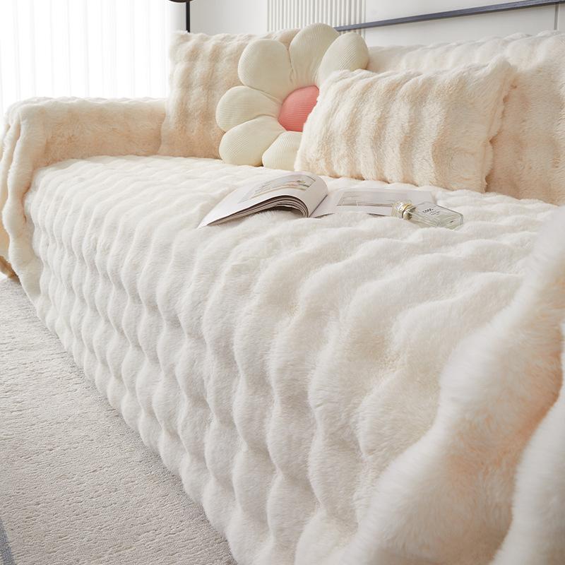Κάλυμμα καναπέ Rabbit βελούδινο φθινοπωρινό και χειμωνιάτικο κουβέρτα καναπέ σε στιλ κρέμας Παχύ πετσέτα καναπέ με πλήρες κάλυμμα κατά των γρατσουνιών